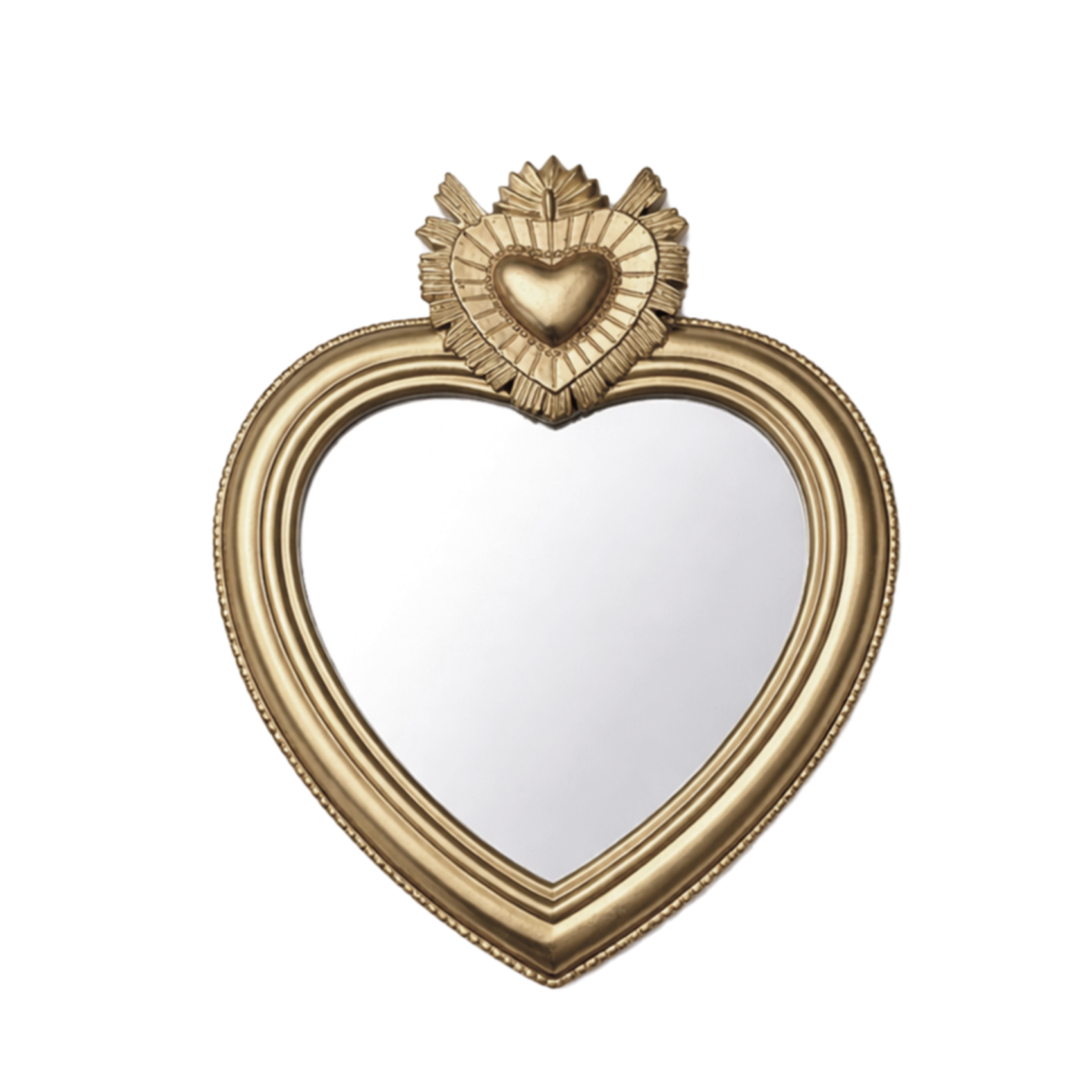 Petit miroir cœur doré décoration murale romantique