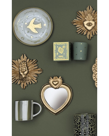 Miroir mural cœur doré ex-voto bohème chic décoration murale