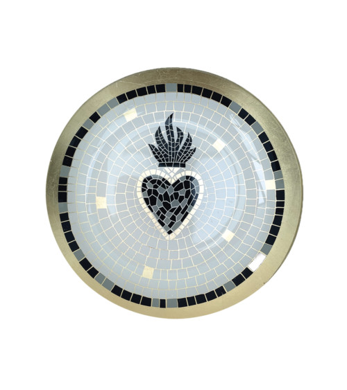 Petite assiette en verre bohème chic avec motif mosaïque