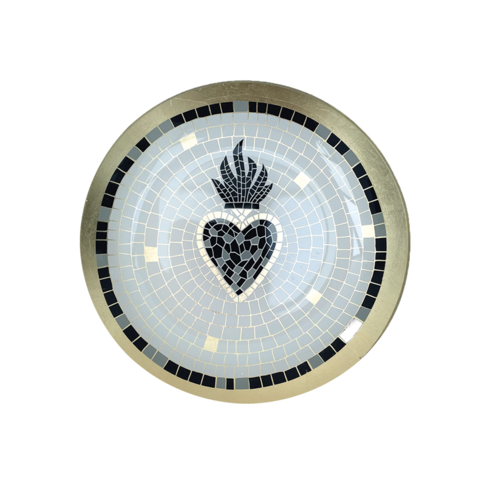 Petite assiette en verre bohème chic avec motif mosaïque