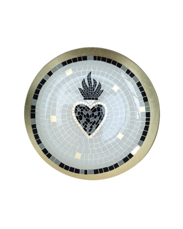 Petite assiette en verre bohème chic avec motif mosaïque