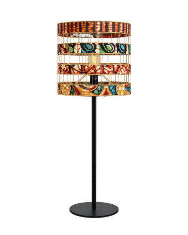 Abat-jour en wax terracotta artisanal sur pied noir style ethnique chic
