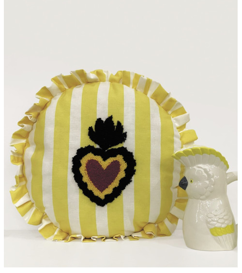 Coussin décoratif jaune style bohème chic