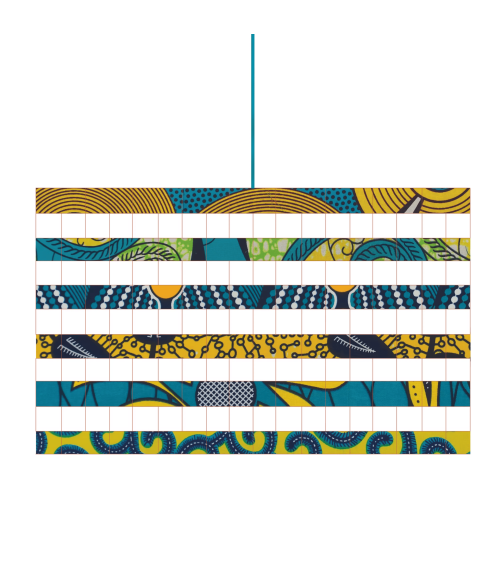 Suspension en wax bleu et jaune style ethnique chic