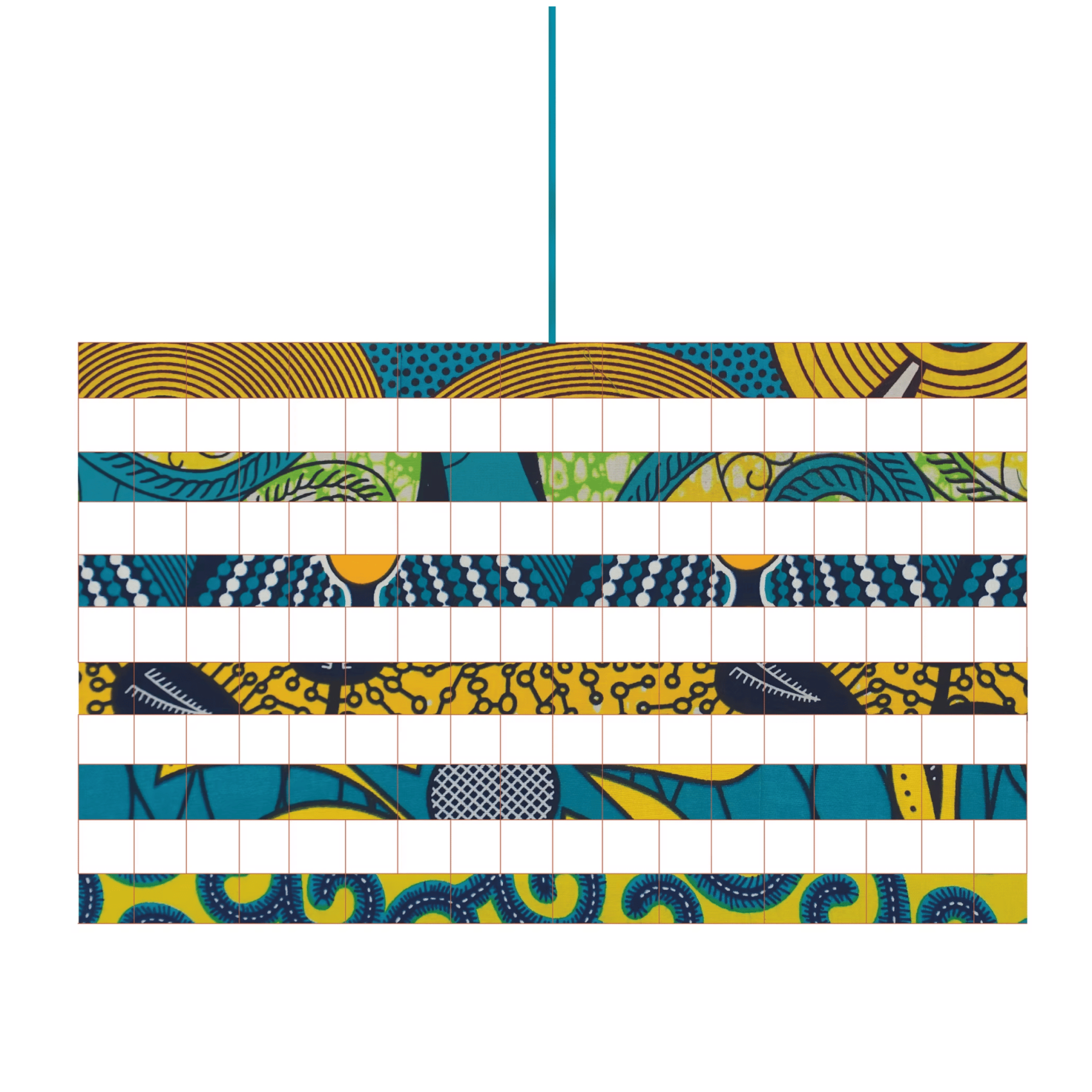 Suspension en wax bleu et jaune style ethnique chic