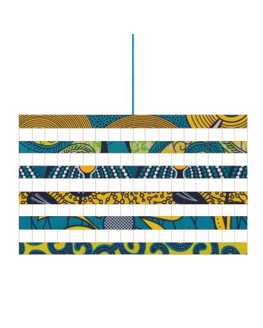 Suspension en wax bleu et jaune style ethnique chic