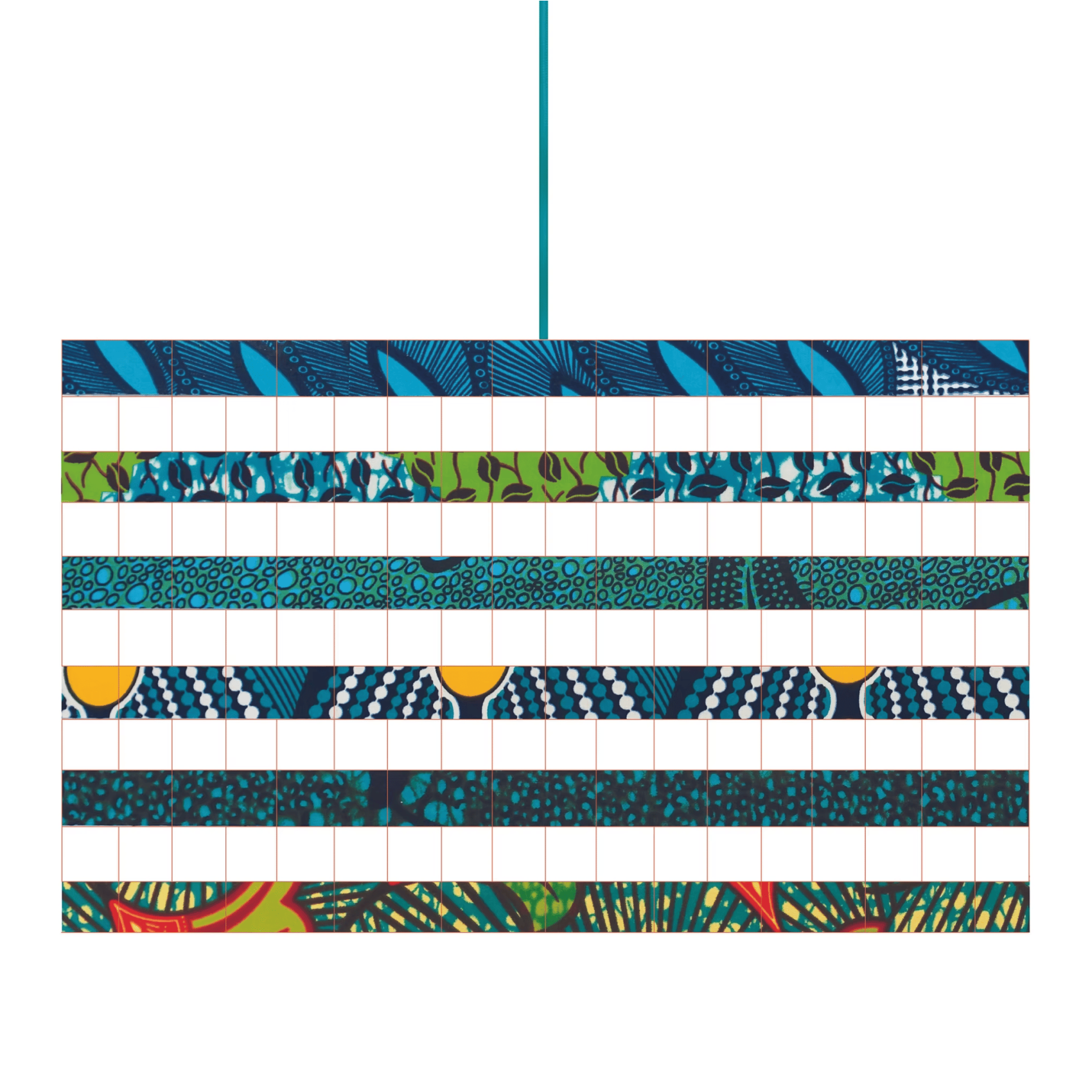 Luminaire artisanal bleu canard en tissu wax