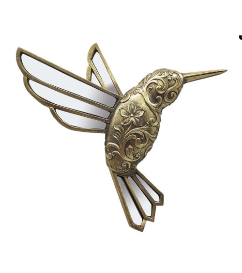 Décoration murale colibri doré avec miroir