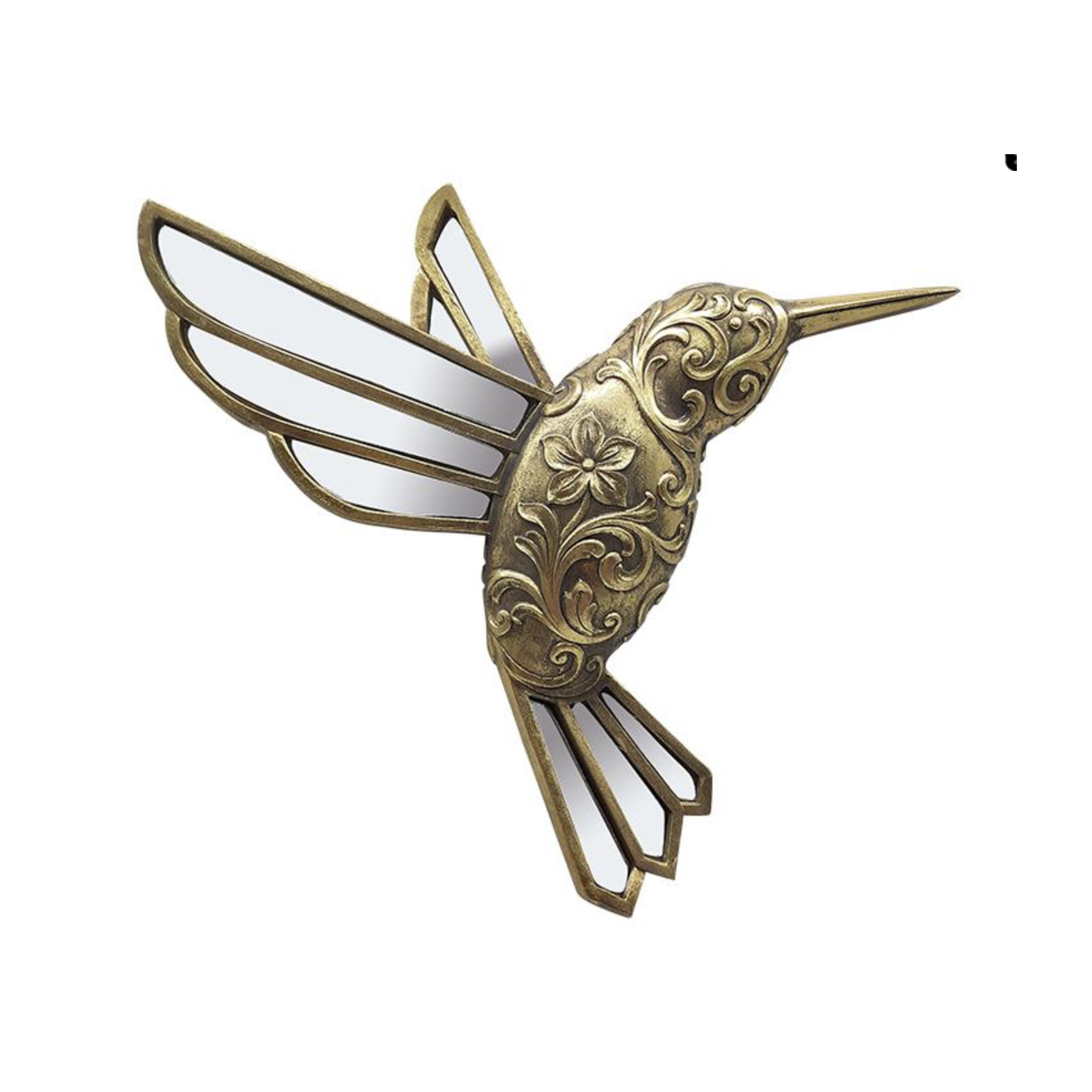Décoration murale colibri doré avec miroir