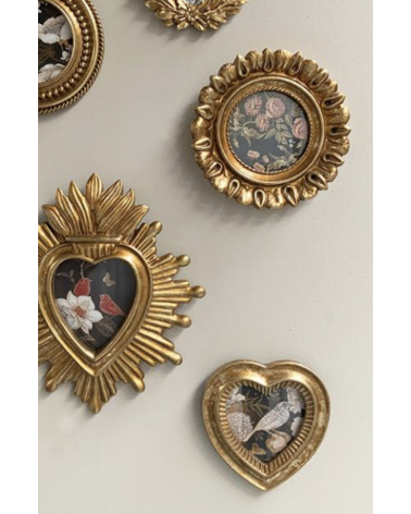 Cadre mural doré fleuri style baroque – Couronne décorative ronde