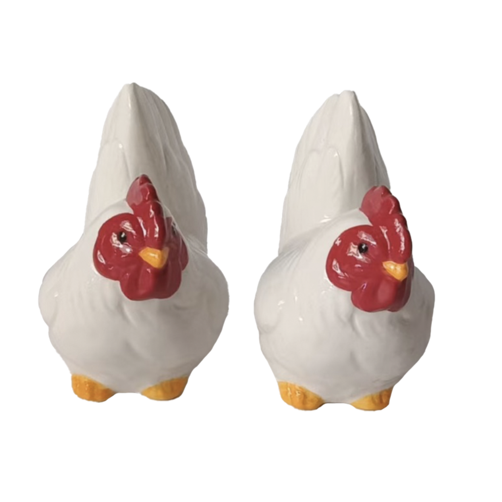 Set sel et poivre en faïence blanche forme poules déco cuisine campagne chic
