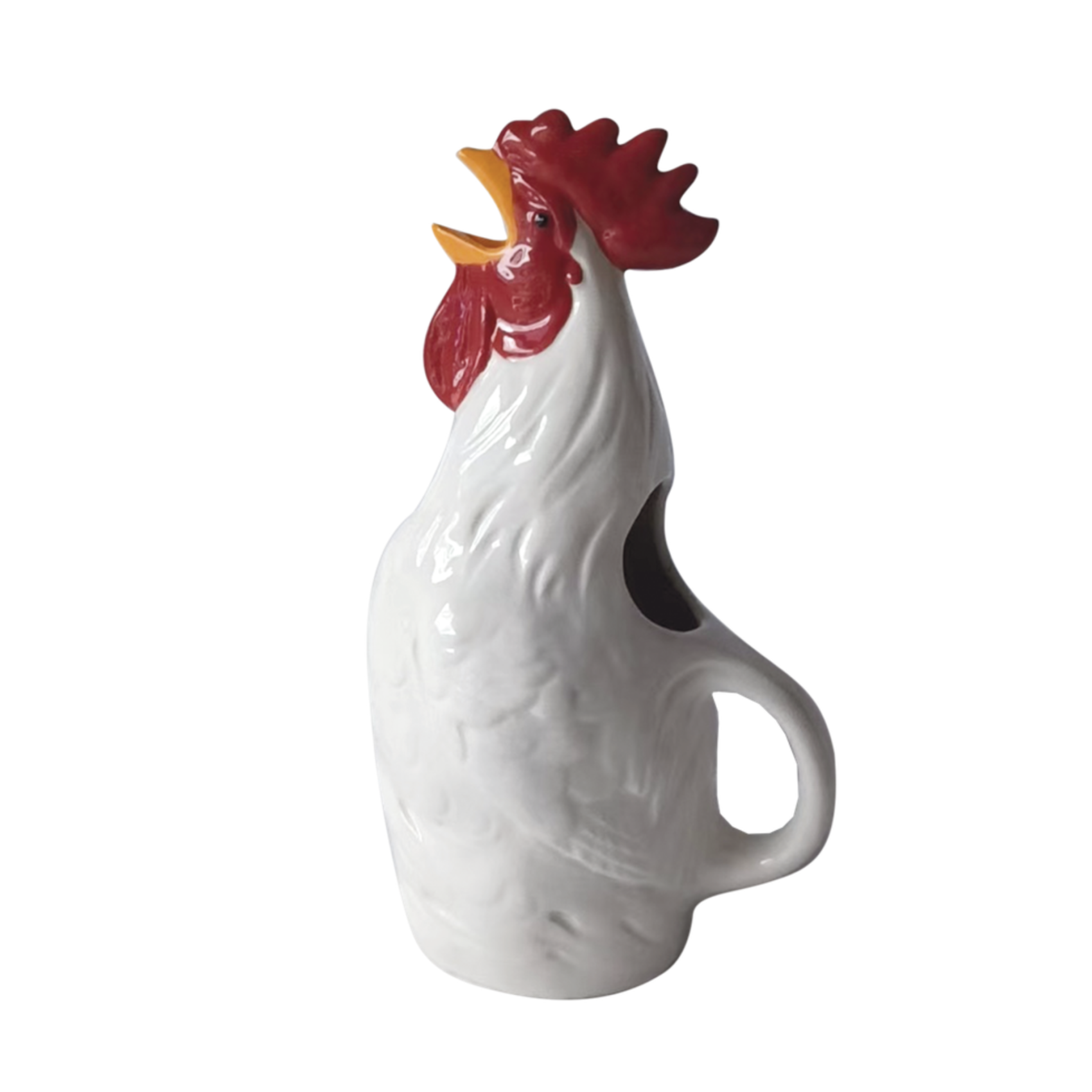 Pichet coq en faïence blanche décoration cuisine campagne chic