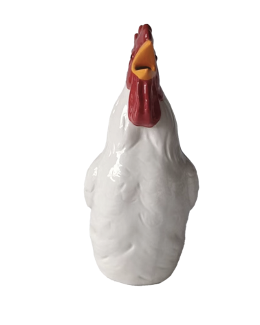 Pichet coq en faïence blanche – Carafe décorative campagne chic
