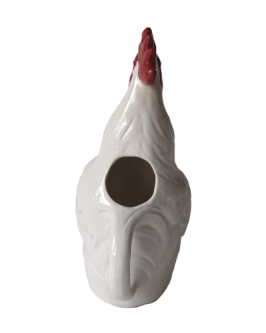 Pichet coq en faïence blanche – Carafe décorative campagne chic