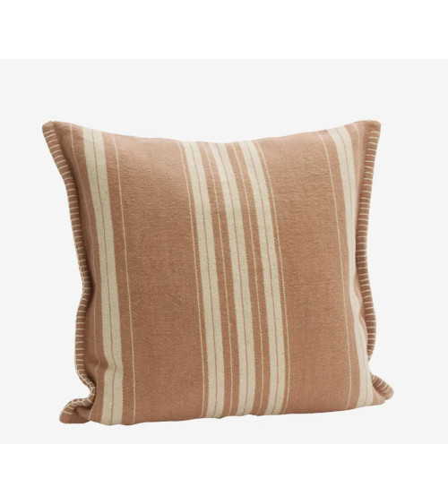Housse de coussin rayée rose poudré bohème chic