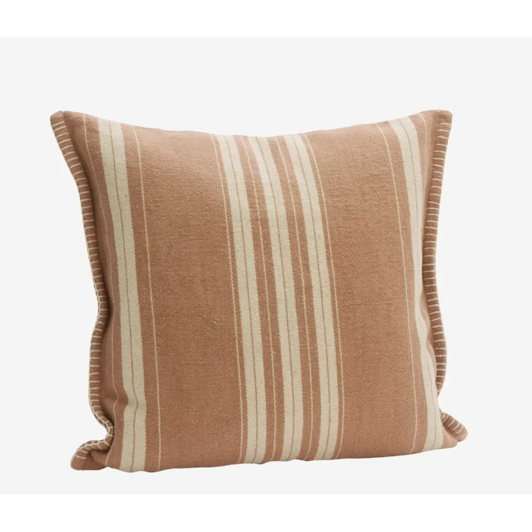 Housse de coussin rayée rose poudré bohème chic