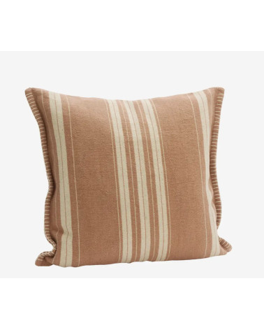 Housse de coussin rayée rose poudré bohème chic