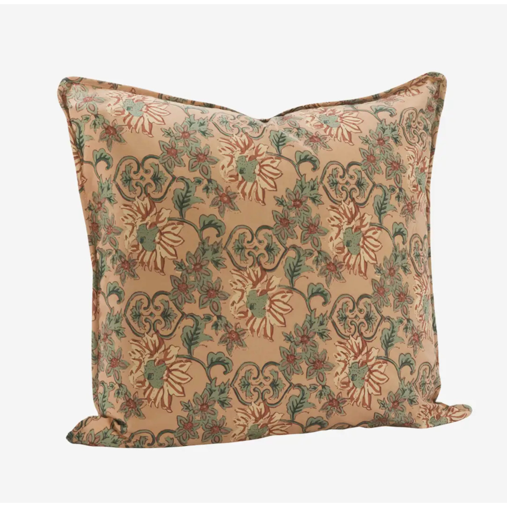 Housse de coussin floral bohème chic rose pêche
