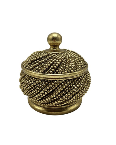Boîte décorative perlée dorée – coffret chic esprit maison de charme