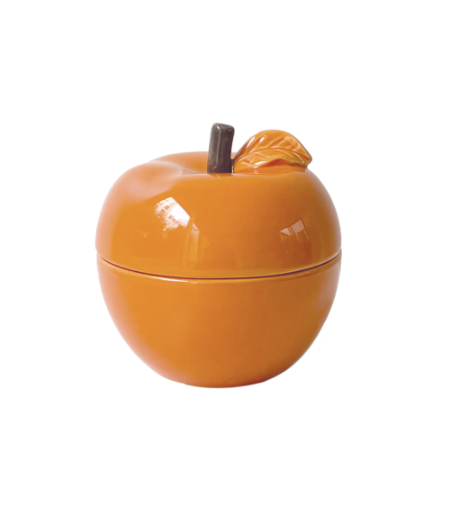 Bougie parfumée pomme en céramique orange avec couvercle décoratif