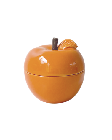 Bougie parfumée pomme en céramique orange avec couvercle décoratif