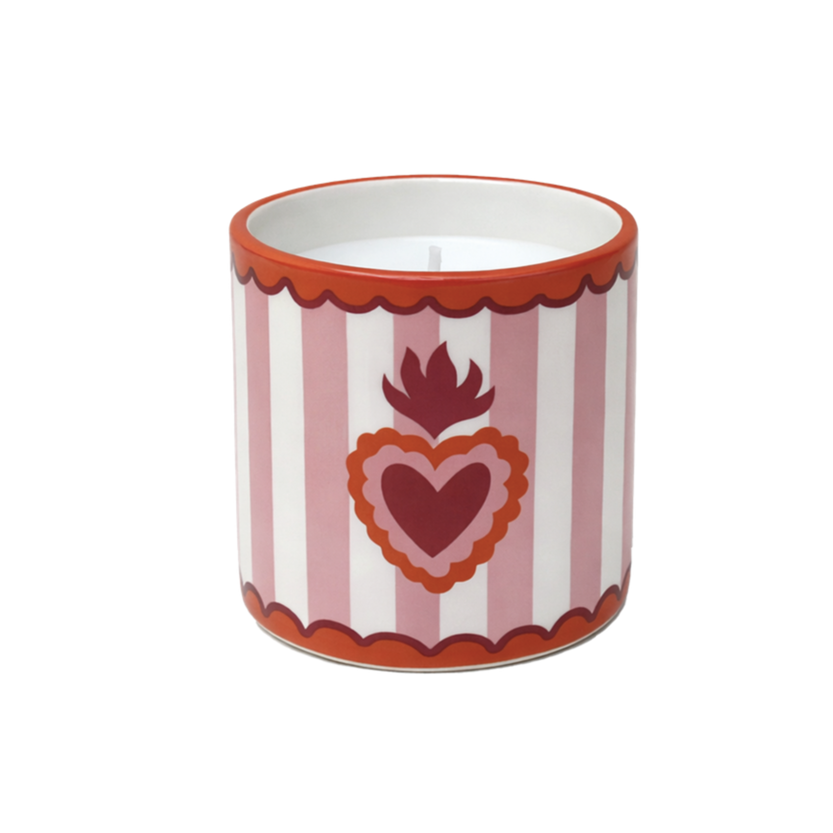 Bougie parfumée cœur ex-voto en céramique rose parfum jasmin