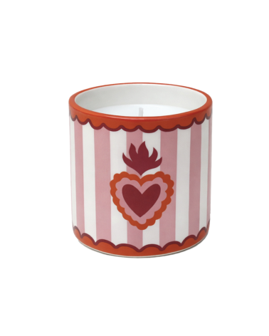 Bougie parfumée cœur ex-voto en céramique rose – jasmin parfum d’ambiance