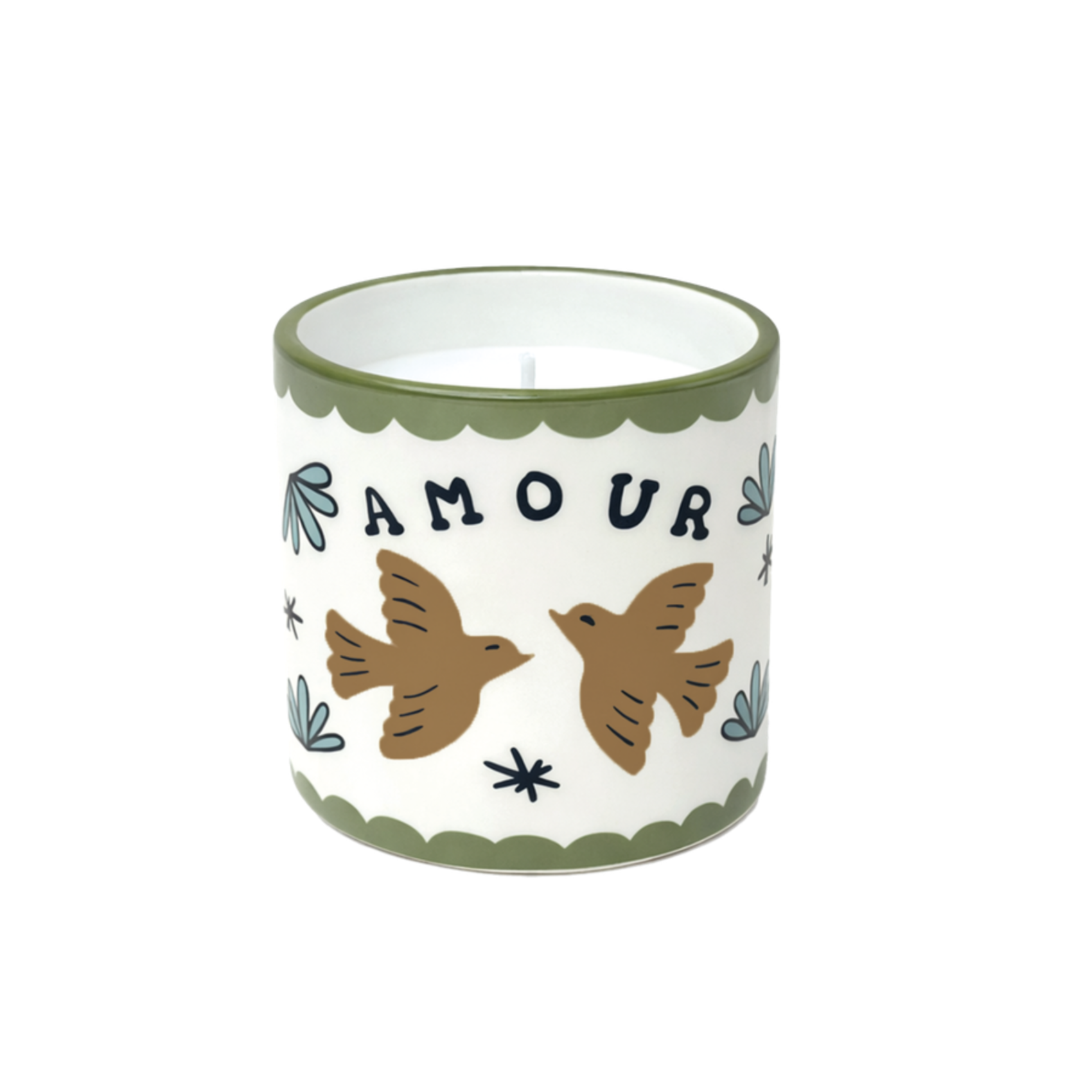 Bougie parfumée oiseaux amour en céramique parfum ambre