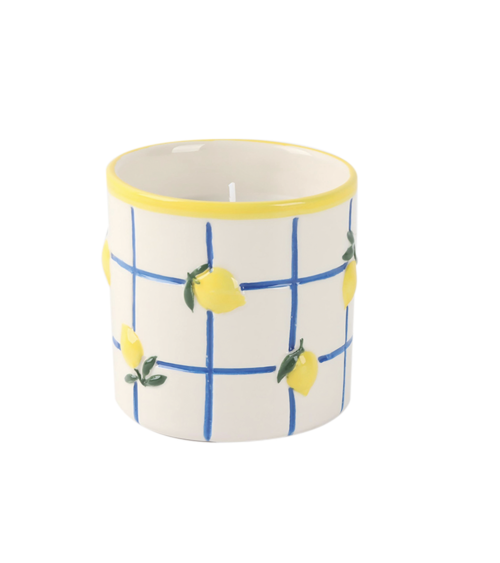 Bougie parfumée citron jasmin en céramique décor citronnier