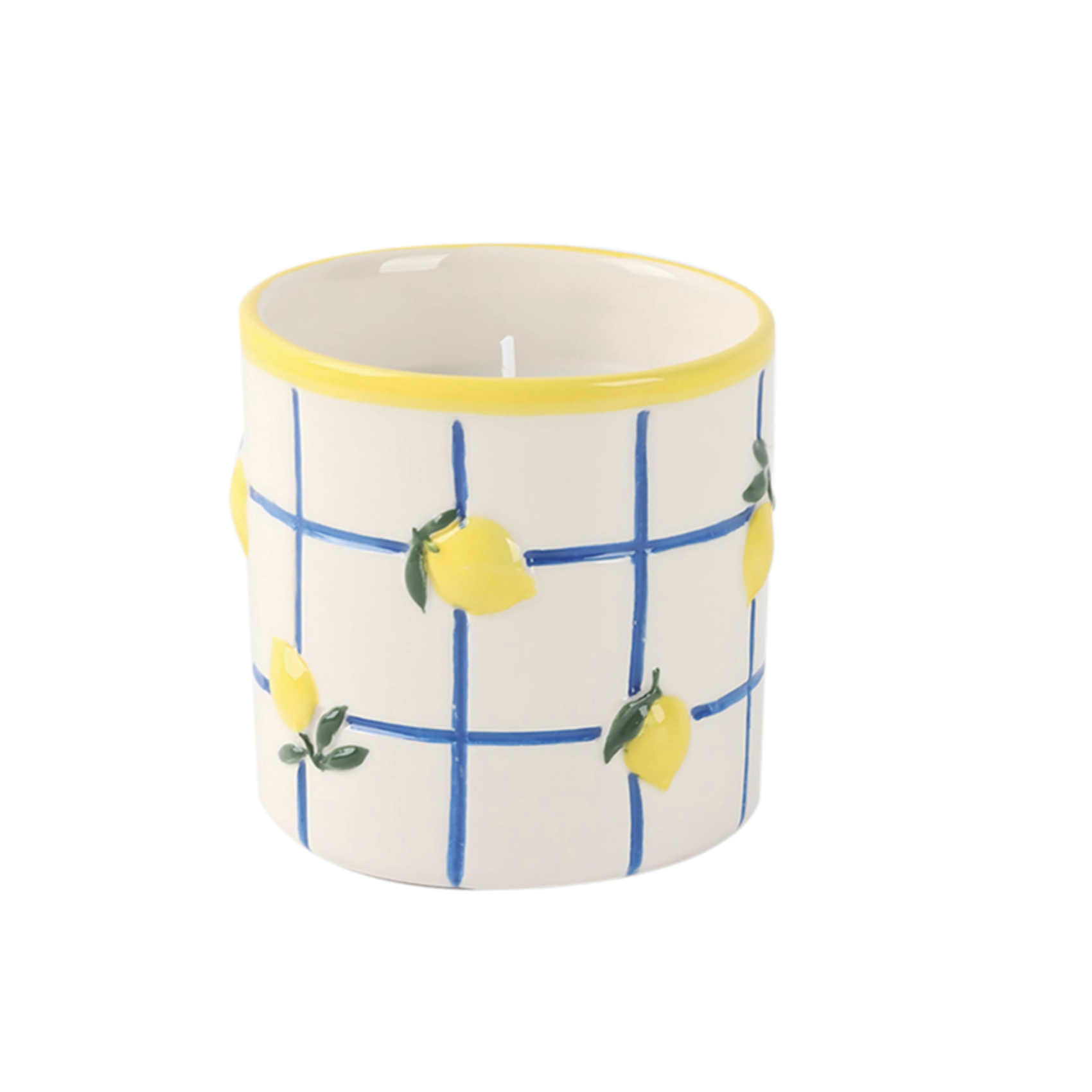 Bougie parfumée citron jasmin en céramique décor citronnier