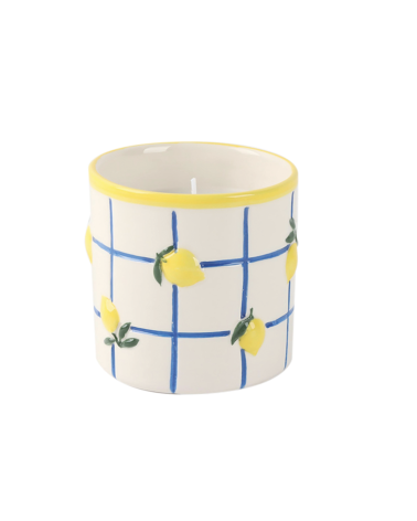 Bougie parfumée citron jasmin en céramique – décor méditerranéen citronnier