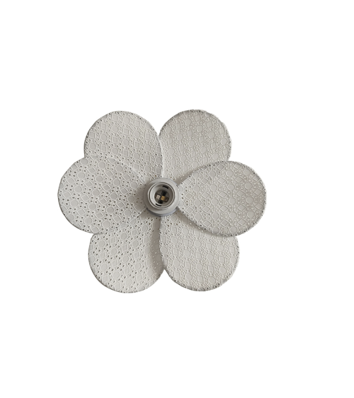 Applique murale fleur brodée blanche luminaire décoratif