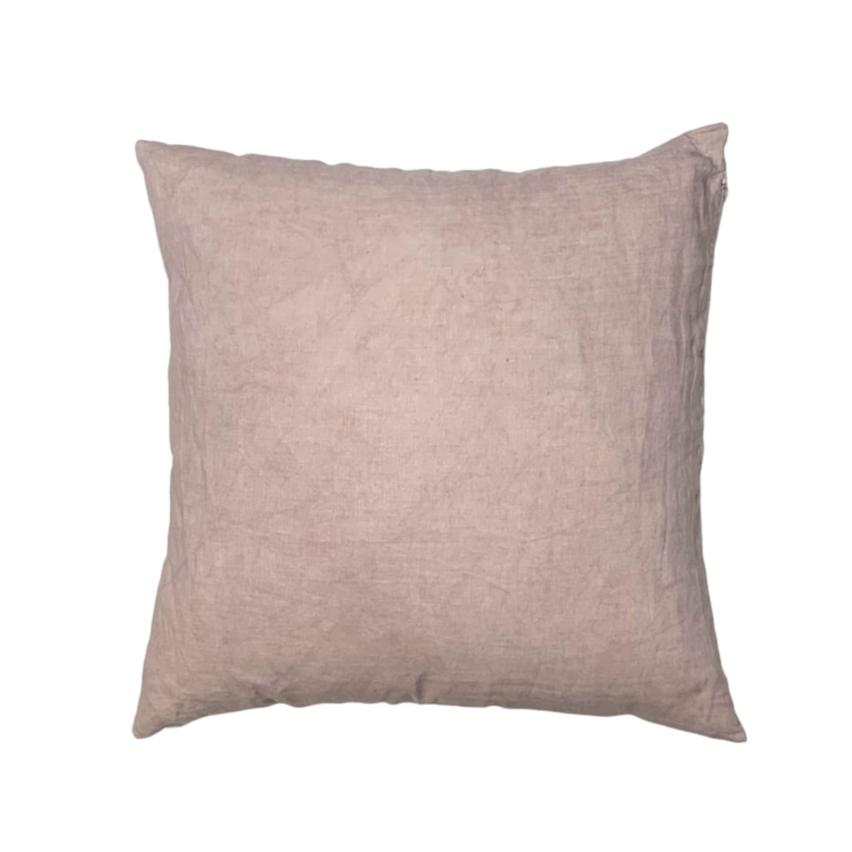 Coussin carré en lin lavé rose poudré décoration intérieure