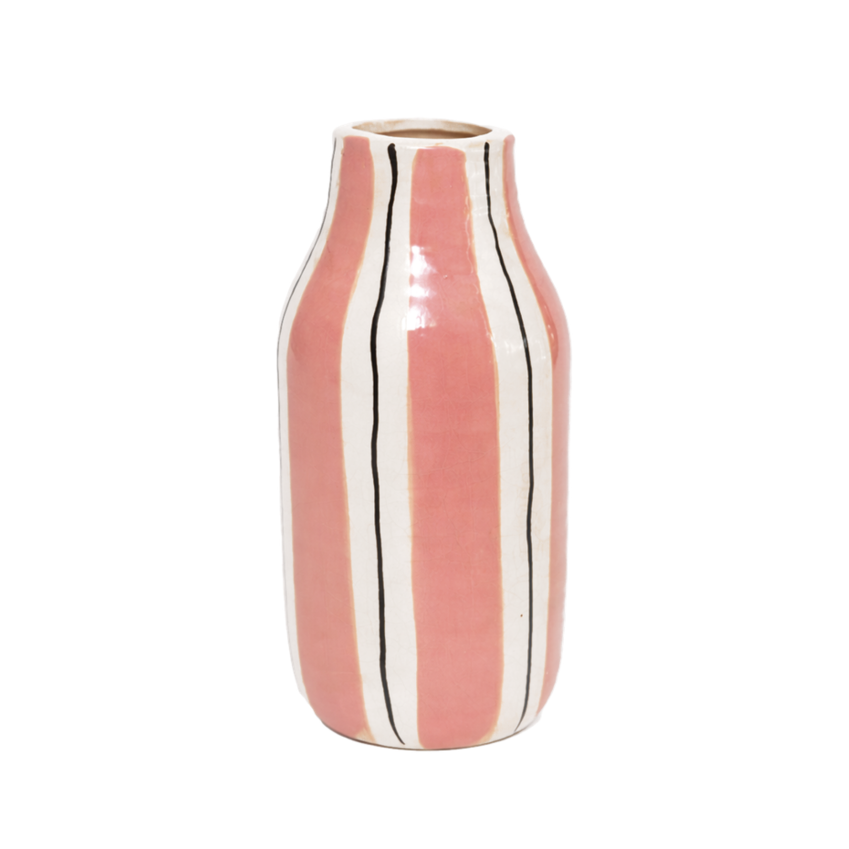 Vase rayé en céramique rose poudré décoration intérieure