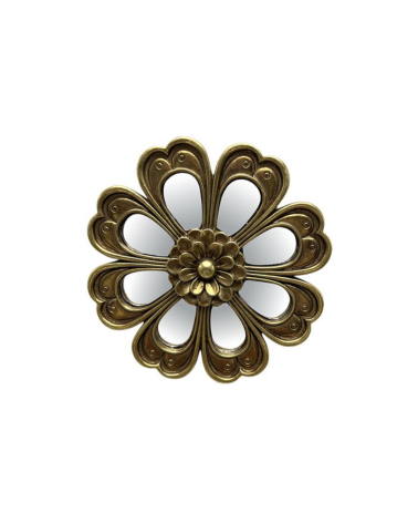 Miroir mural fleur dorée en résine – Décoration murale vintage