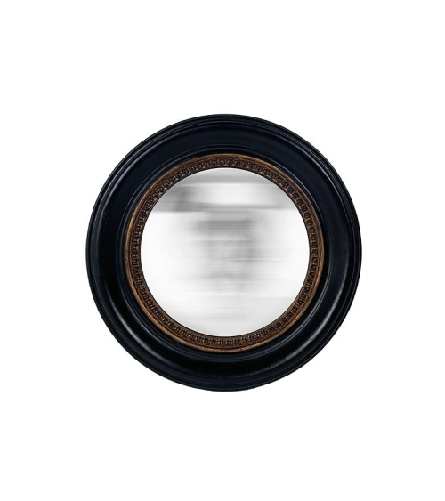 Miroir convexe noir perlé 18 cm décoration murale élégante