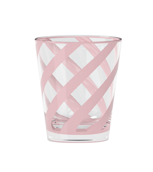 Verre acrylique rose motif croisé 440 ml