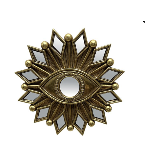 Miroir œil doré 17 cm décoration murale vintage
