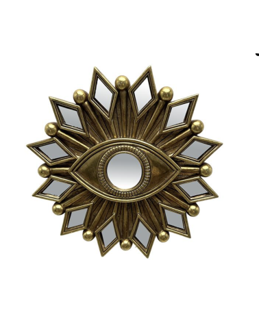 Miroir œil doré 17 cm décoration murale vintage