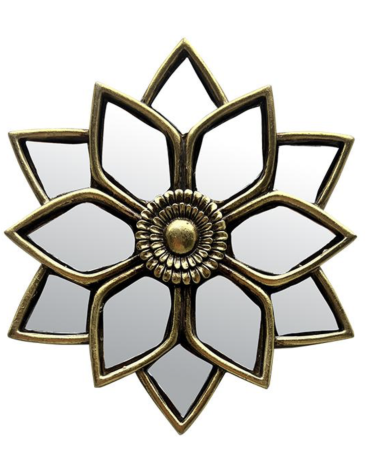 Fleur miroir dorée murale décoration bohème chic