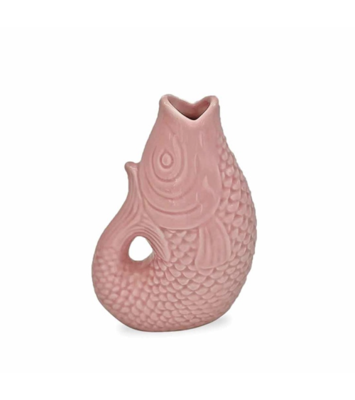 Vase poisson décoratif rose en faïence