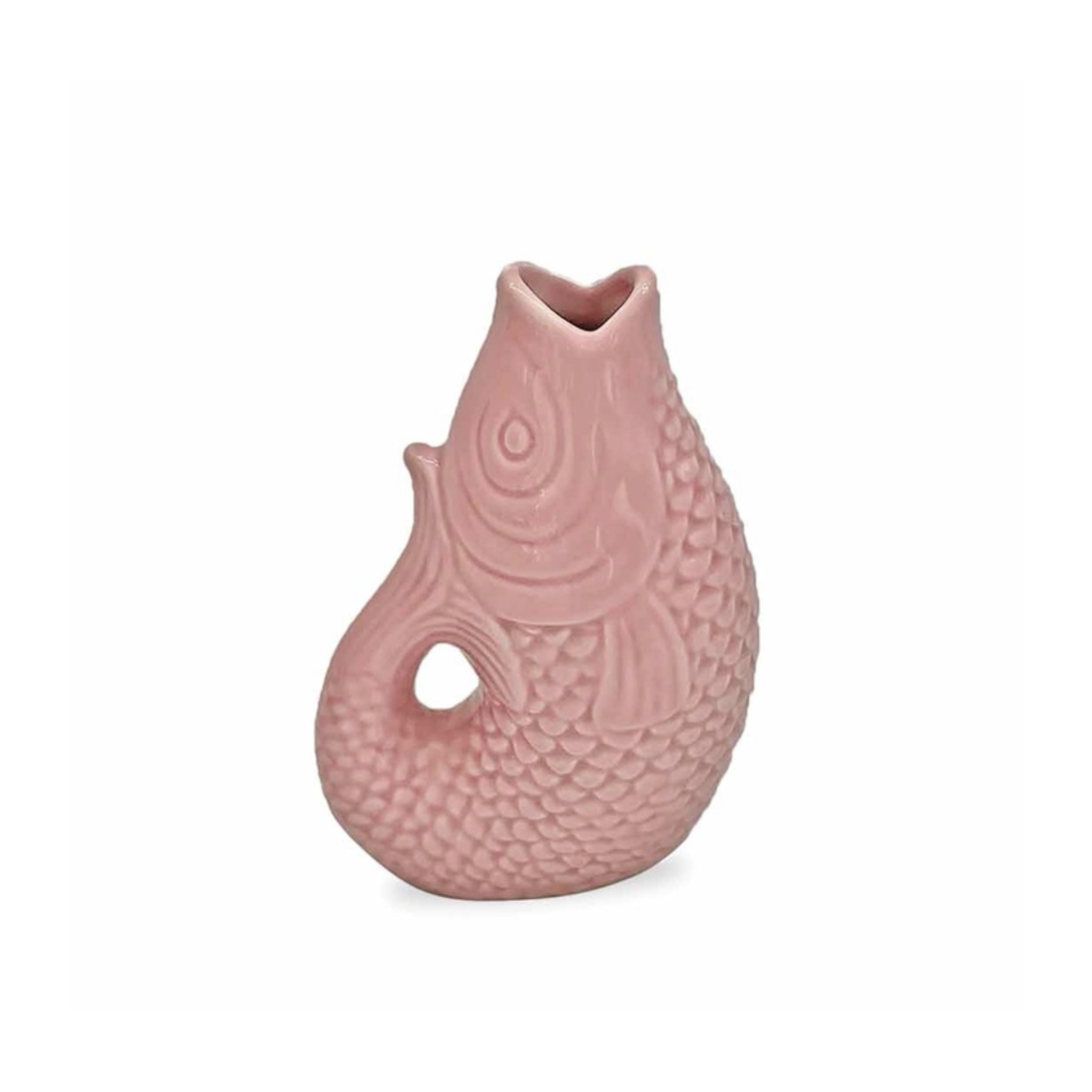 Vase poisson décoratif rose en faïence