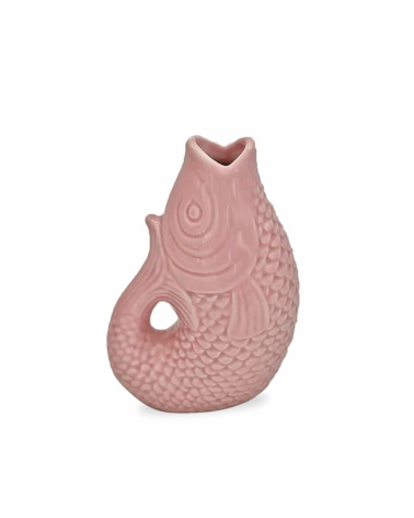 Vase poisson décoratif rose en faïence
