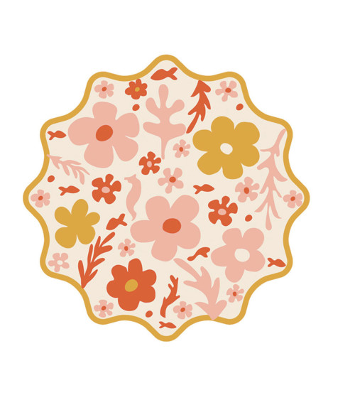Set de table rond fleuri rigide 35 cm décoration de table colorée