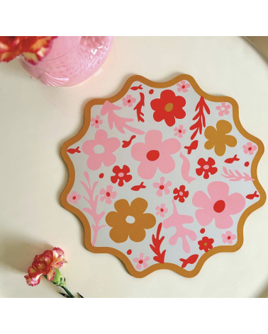 Set de table rond fleuri rigide – dessous de table décoratif 35 cm