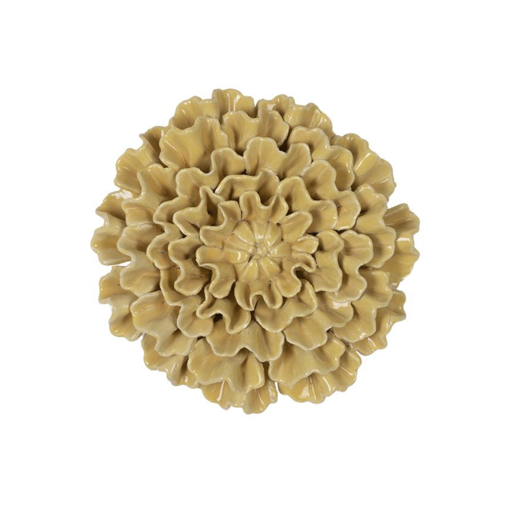 Fleur murale en céramique jaune décoration murale florale relief 18,4 cm