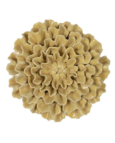 Fleur murale en céramique jaune – décoration murale florale bohème chic 18,4 cm