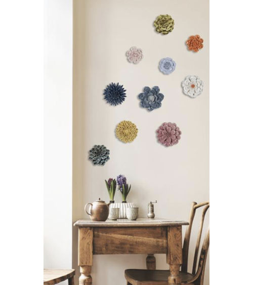 Composition de fleurs murales en céramique décoration murale bohème chic