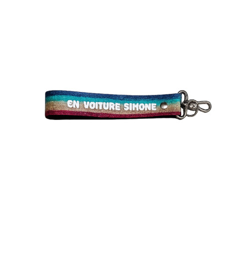 Porte-clés sangle En voiture Simone avec message humoristique