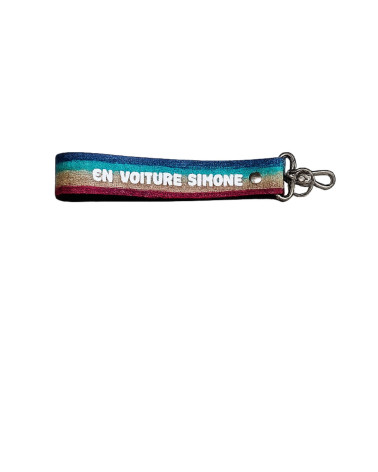 Porte-clés sangle En voiture Simone avec message humoristique